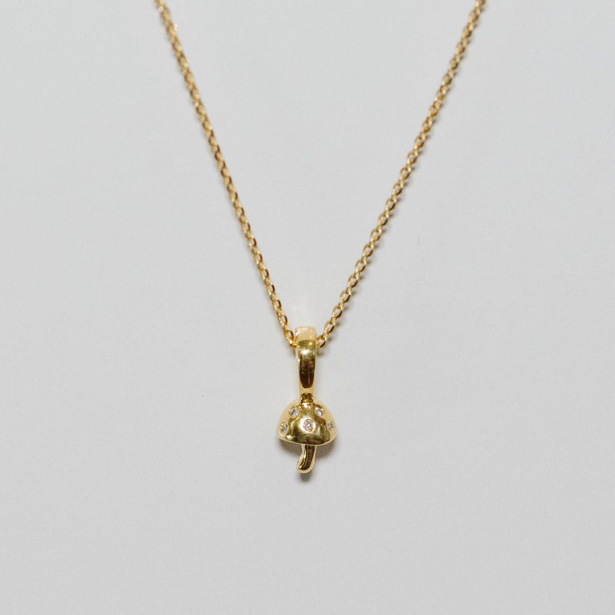 Wundashroom Solid Gold Necklace Charm and Chain With Diamonds