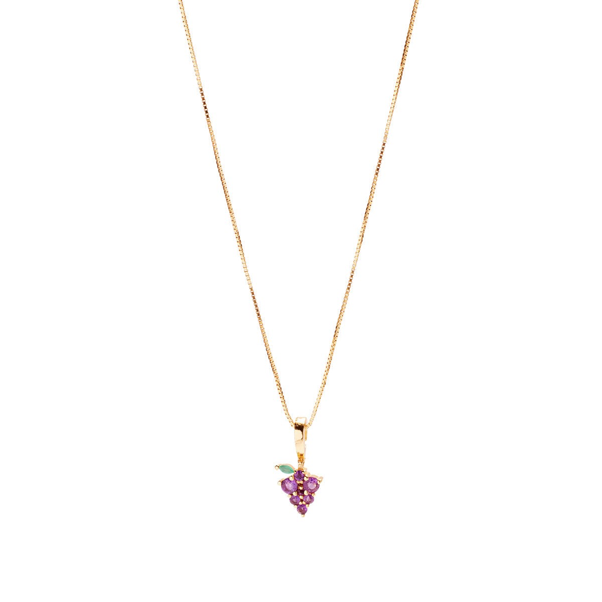 Grape Expectations Necklace Charm on Pretty Box Chain