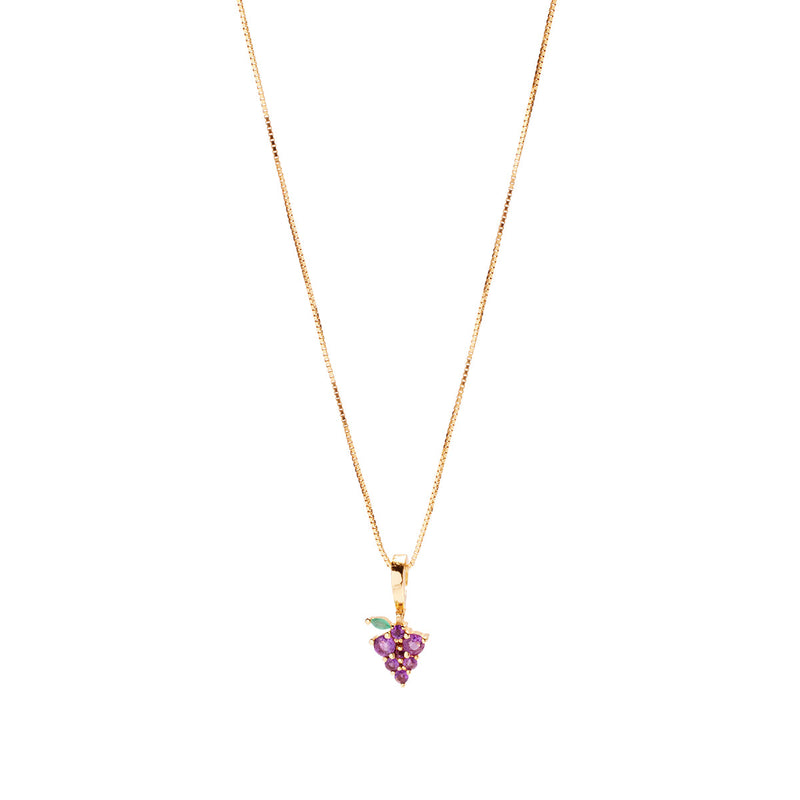 Grape Expectations Necklace Charm on Pretty Box Chain
