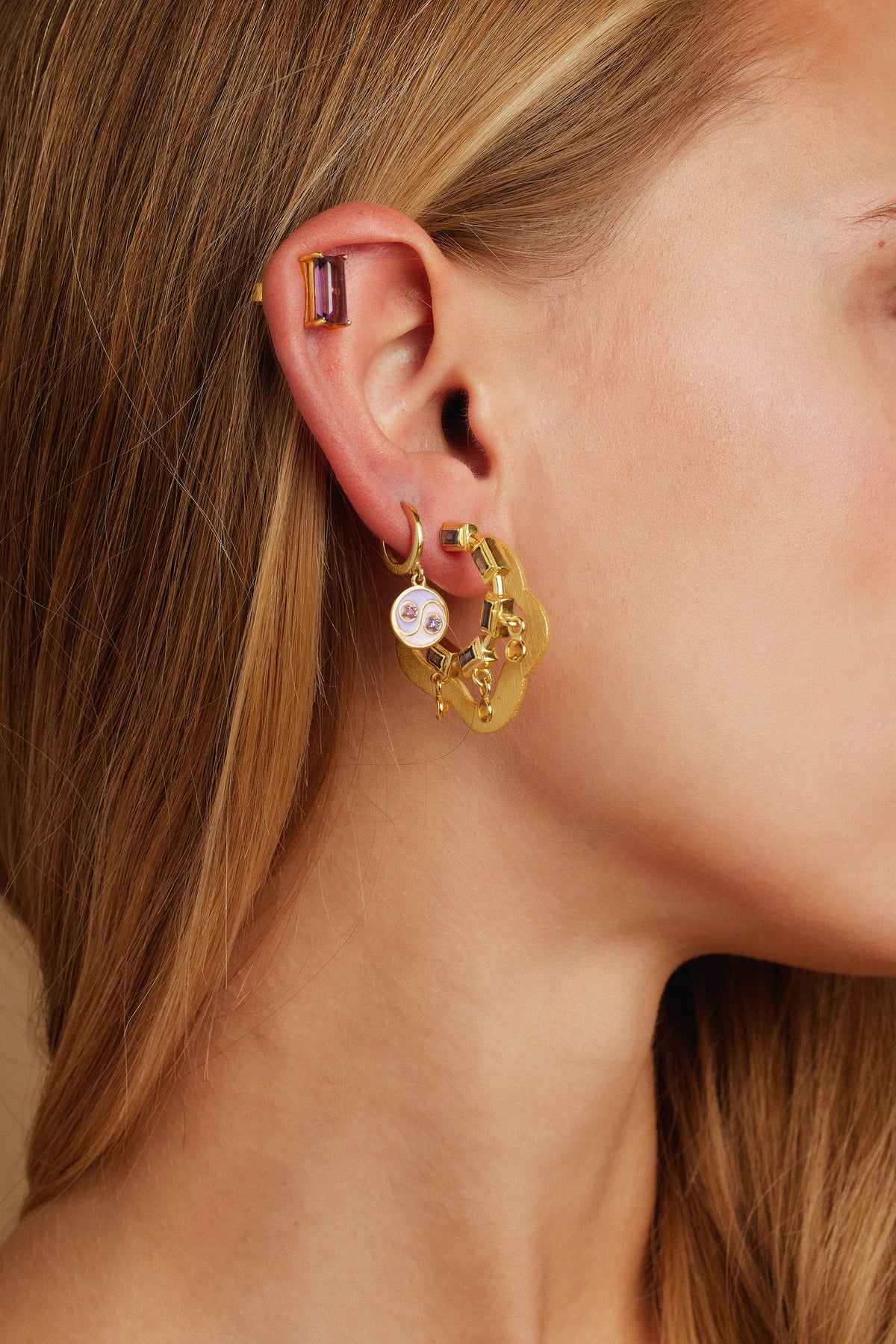 Yin Yang Huggie Earrings