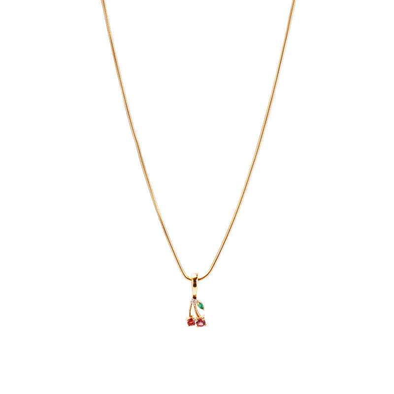 90's Cherry Aesthetic Necklace Charm on Extra Light Rope Chain