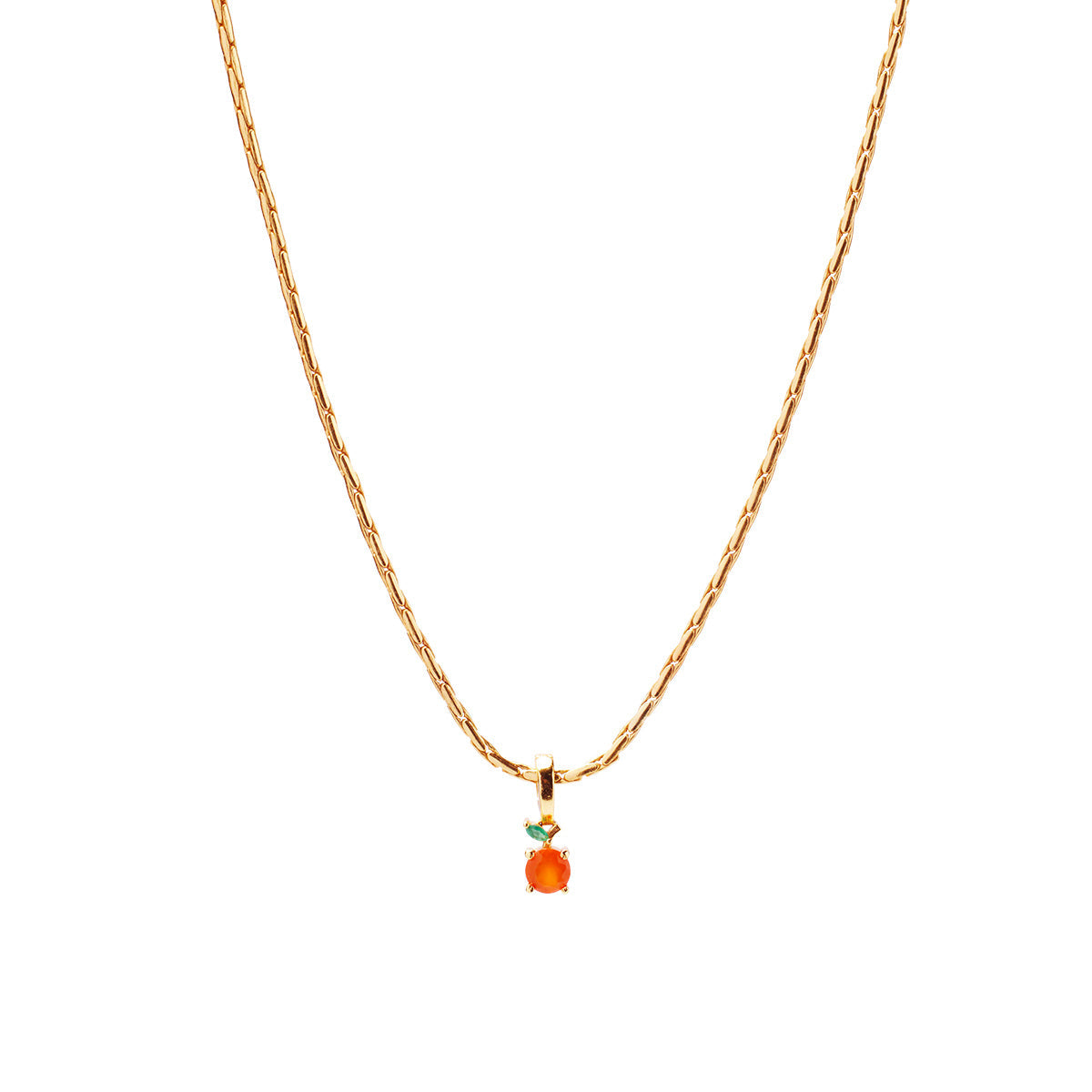 Orange Necklace Charm on Isla Round Snake Chain