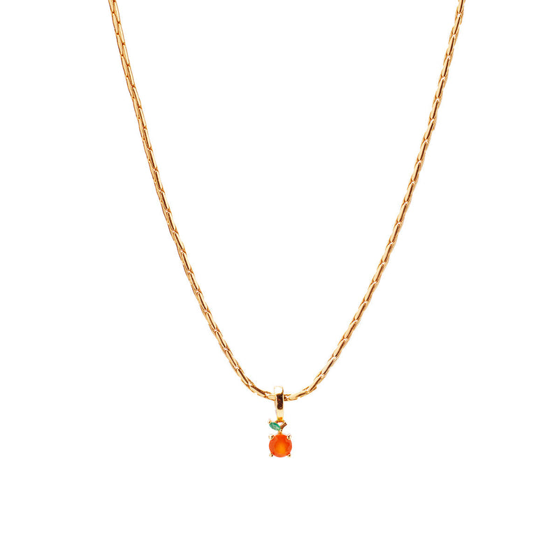 Orange Necklace Charm on Isla Round Snake Chain