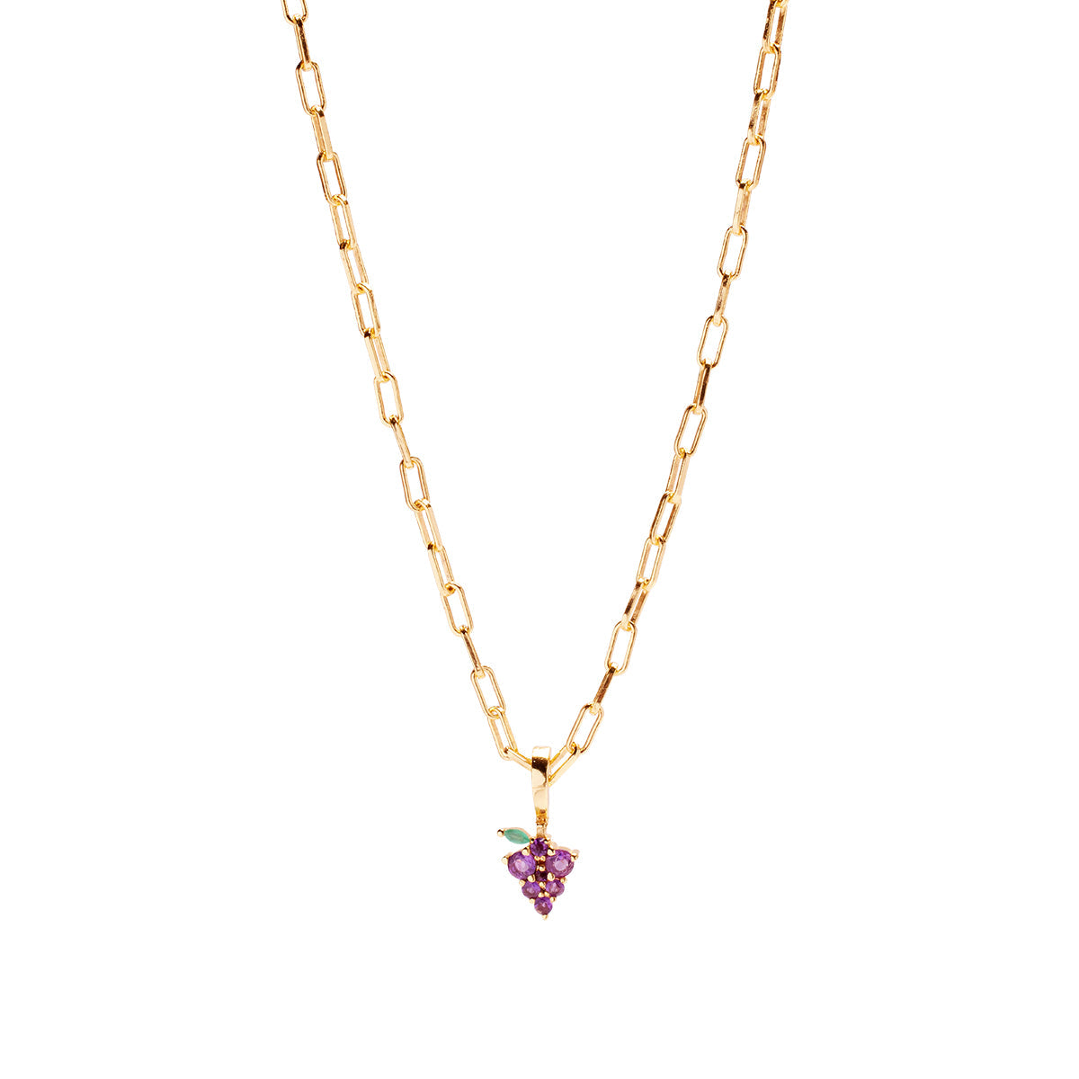 Grape Expectations Necklace Charm on Siren Adjustable Paperclip Chain