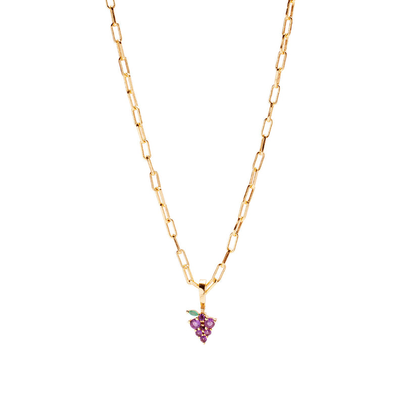 Grape Expectations Necklace Charm on Siren Adjustable Paperclip Chain